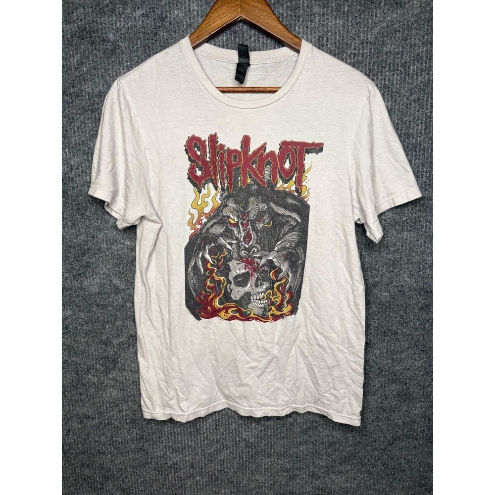 Slipknot Graphic T-Shirt Mens Small Concert Tour White Skull Demon Heavy Metal
